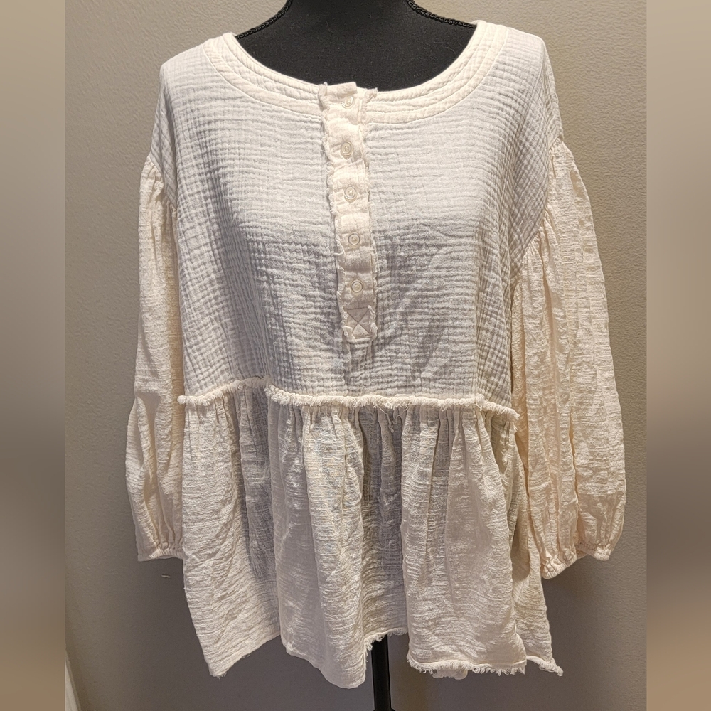 Cato Cream Textured Blouse